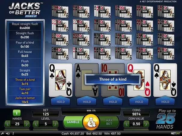 video poker jacks or better