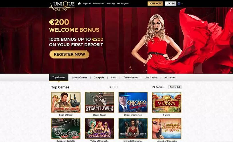 Examen de Unique Casino - bonus, logiciel et jeux